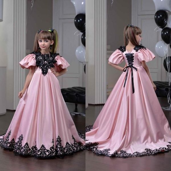 wedding dresses for girls pink soft satin black appliques ruffles sleeve lace up back a line sweep tran design sale, Red;yellow
wedding dresses for girls pink soft satin black appliques ruffles sleeve lace up back a line sweep tran design sale, Red;yellow