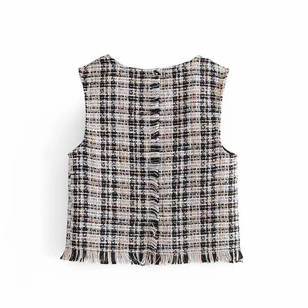 new 2021 tweed plaid waistcoat women vintage square neck sleeveless vest woman fashion frayed trim chic crop kl1l, Black;white
new 2021 tweed plaid waistcoat women vintage square neck sleeveless vest woman fashion frayed trim chic crop kl1l, Black;white