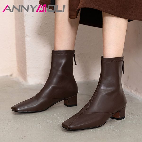 annymoli woman boots med heel ankle boots square toe short zipper chunky heel female shoes autumn winter black coffee 39
annymoli woman boots med heel ankle boots square toe short zipper chunky heel female shoes autumn winter black coffee 39