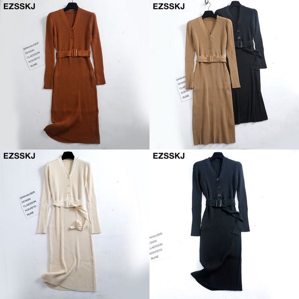 autumn winter knit long dress women casual v neck slim bodycon sweater dresses office lady thick button dress with belt h1210, Black;gray
autumn winter knit long dress women casual v neck slim bodycon sweater dresses office lady thick button dress with belt h1210, Black;gray