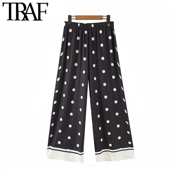 traf women chic fashion polka dot straight pants vintage high elastic waist female ankle trousers pantalones mujer t200422, Black;white
traf women chic fashion polka dot straight pants vintage high elastic waist female ankle trousers pantalones mujer t200422, Black;white