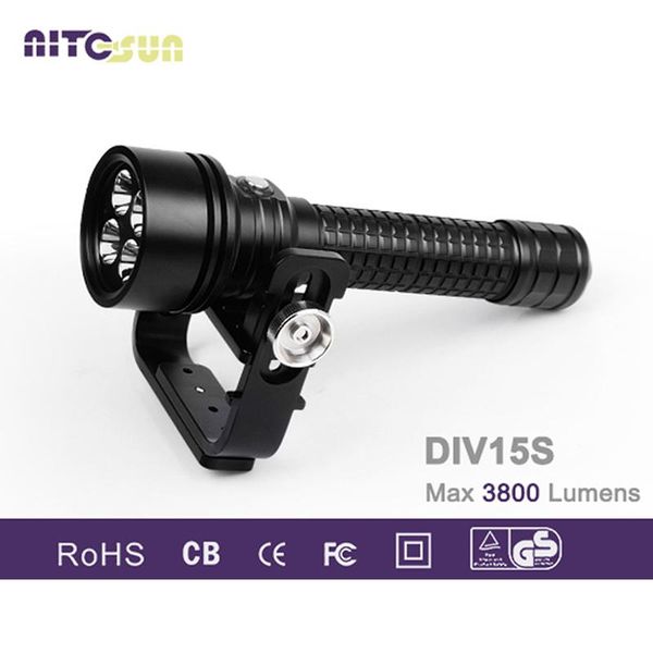 

nitesun div15s diving torch 4* v3 6500k leds max 3800 lumen underwater 150 meter waterproof dive handheld light