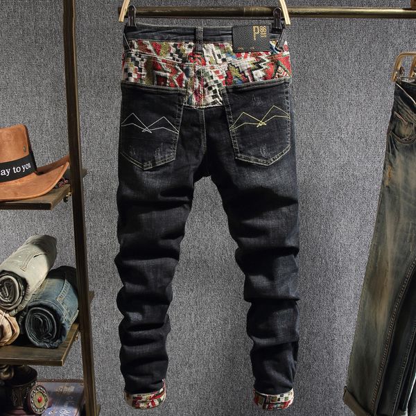 2021 new japanese style fashion men jeans patchwork designer slim fit elastic ripped denim pencil pants homme streetwear hip hop trousers qk, Blue
2021 new japanese style fashion men jeans patchwork designer slim fit elastic ripped denim pencil pants homme streetwear hip hop trousers qk, Blue