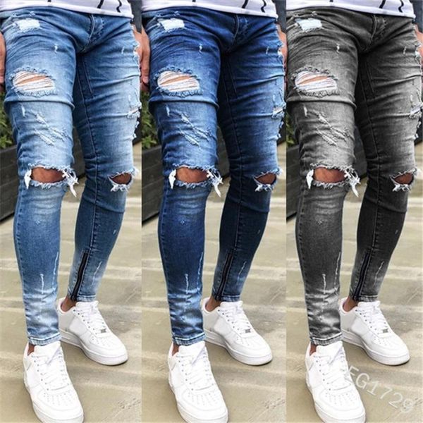 men's jeans lugentolo ripped mens foot mouth zipper elasticity mid waist washed spring fashion plus size men skinny, Blue
men's jeans lugentolo ripped mens foot mouth zipper elasticity mid waist washed spring fashion plus size men skinny, Blue