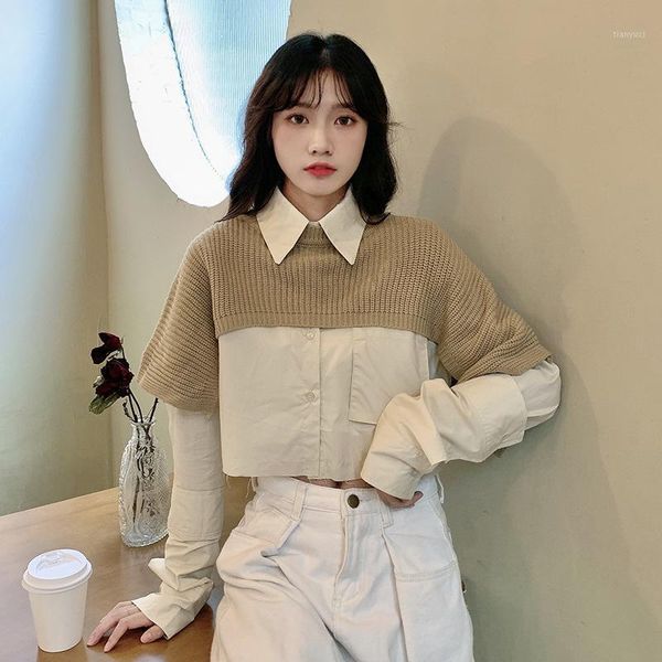 ladies elegant blouse long sleeve 2020 autumn two pieces shirts with knit blanket shawl women button down blouses1, White
ladies elegant blouse long sleeve 2020 autumn two pieces shirts with knit blanket shawl women button down blouses1, White