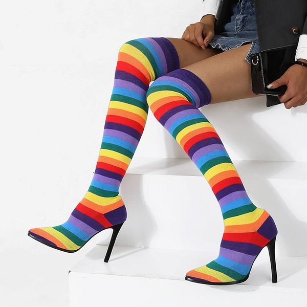 11cm heel women shoes boots autumn rainbow over the knee boots fashion elastic stockings thigh high botas elasticas mujer, Black
11cm heel women shoes boots autumn rainbow over the knee boots fashion elastic stockings thigh high botas elasticas mujer, Black