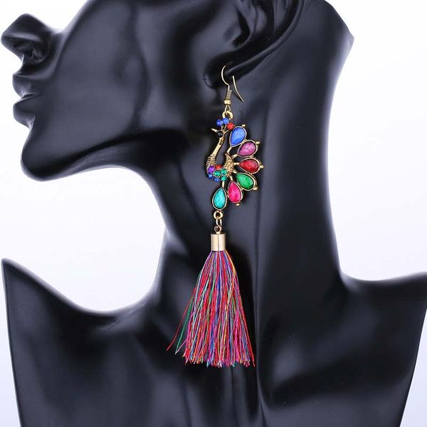 dangle & chandelier long tassel peacock earrings gold color metal colorful crystal trendy women fashion statement drop, Silver
dangle & chandelier long tassel peacock earrings gold color metal colorful crystal trendy women fashion statement drop, Silver