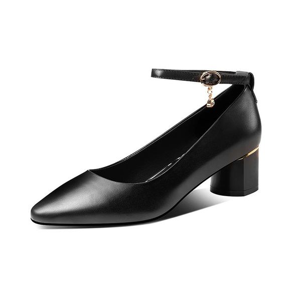 women's genuine leather pumps office ladies career shoes thick block heels point toe ankle strap pumps woman spring autumn shoe, Black
women's genuine leather pumps office ladies career shoes thick block heels point toe ankle strap pumps woman spring autumn shoe, Black