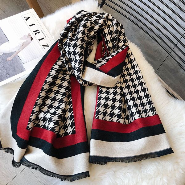 new cashmere scarf women autumn winter korean version versatile classic thousand bird check long warm neck shawl dual use, Blue;gray
new cashmere scarf women autumn winter korean version versatile classic thousand bird check long warm neck shawl dual use, Blue;gray