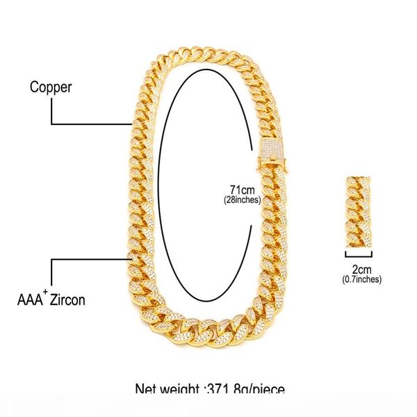 20mm 16-36inches heavy iced out zircon miami cuban link chain necklace choker bling hip hop gold silver rosegold jewelry
20mm 16-36inches heavy iced out zircon miami cuban link chain necklace choker bling hip hop gold silver rosegold jewelry