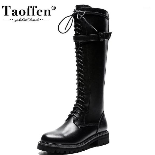 boots taoffen fashion knee women real leather shoes winter warm lace up thick heel footwear size 35-401, Black
boots taoffen fashion knee women real leather shoes winter warm lace up thick heel footwear size 35-401, Black