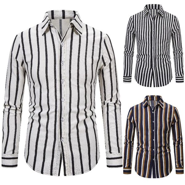 new trendy long sleeve turn down collar vertical stripes buttons slim 2020 casual all-match men's shirt, White;black
new trendy long sleeve turn down collar vertical stripes buttons slim 2020 casual all-match men's shirt, White;black
