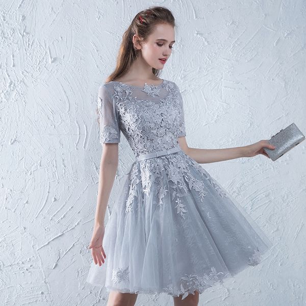 Robe De Soiree grey O-Neck Lace short evening dress Appliques Elegant Lace vestido de festa Banquet Party Prom formal dresses, Gery
Robe De Soiree grey O-Neck Lace short evening dress Appliques Elegant Lace vestido de festa Banquet Party Prom formal dresses, Gery