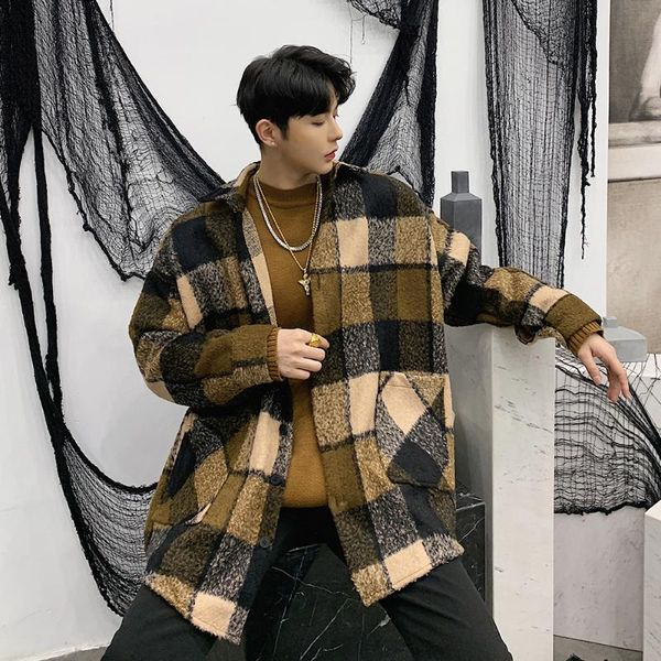men's casual shirts lattice loose coat plaid men autumn long sleeve button down vintage mens shirt camicia uomo, White;black
men's casual shirts lattice loose coat plaid men autumn long sleeve button down vintage mens shirt camicia uomo, White;black