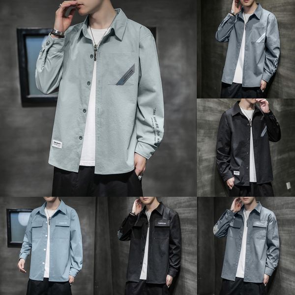 men korean fashion handsome 2020 new spring long sleeve casual loose work clothes work clothes coat shirt men's shirt coat men wmsz2, Blue
men korean fashion handsome 2020 new spring long sleeve casual loose work clothes work clothes coat shirt men's shirt coat men wmsz2, Blue
