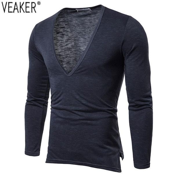 2021 new men's casual long sleeve t shirt men solid color deep v neck t shirt slim fit black white fitness tshirt, White;black
2021 new men's casual long sleeve t shirt men solid color deep v neck t shirt slim fit black white fitness tshirt, White;black