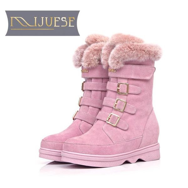 mljuese 2020 women mid calf boots cow suede pink color buckle strap wool fur warm winter platform short plush women snow boots, Black
mljuese 2020 women mid calf boots cow suede pink color buckle strap wool fur warm winter platform short plush women snow boots, Black
