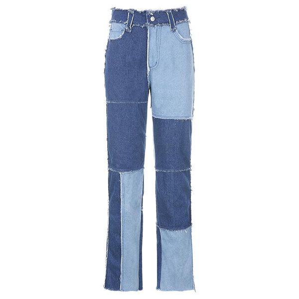 women's jeans autumn spring women patchwork skinny straight leg high waist with pockets color block ladies trousers, Blue
women's jeans autumn spring women patchwork skinny straight leg high waist with pockets color block ladies trousers, Blue