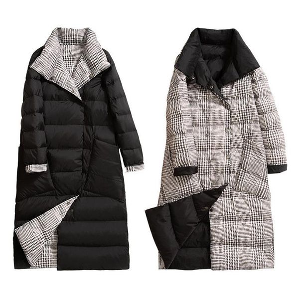 women's down & parkas 2021 double sides women long jacket winter slim lapel turtleneck white duck coat breasted warm plaid, Black
women's down & parkas 2021 double sides women long jacket winter slim lapel turtleneck white duck coat breasted warm plaid, Black