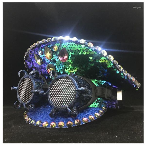 wide brim hats men women green hat with metal classes steampunk performance captain guard nightclub1, Blue;gray
wide brim hats men women green hat with metal classes steampunk performance captain guard nightclub1, Blue;gray
