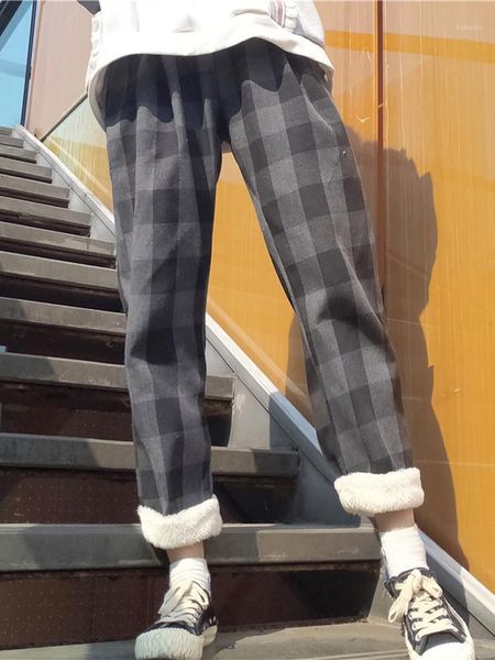women's pants & capris autumn and winter korean retro loose versatile straight tube check harem student plush thickened nine point casu, Black;white
women's pants & capris autumn and winter korean retro loose versatile straight tube check harem student plush thickened nine point casu, Black;white