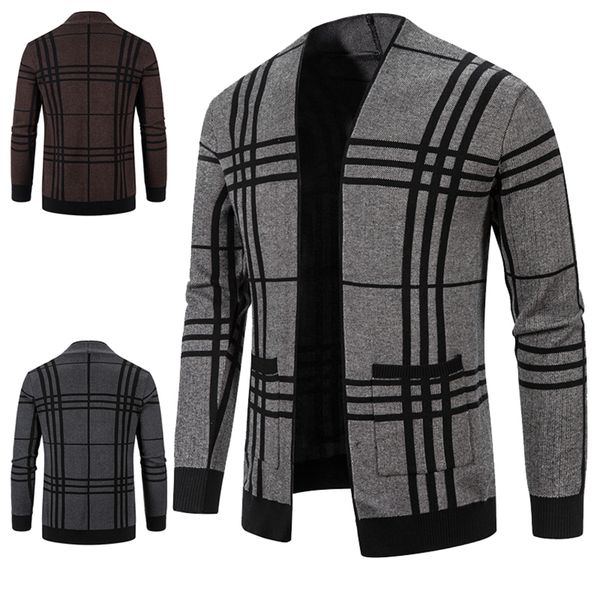 men's knitted cardigan, busins casual et, winter new in 2021, White;black 
men's knitted cardigan, busins casual et, winter new in 2021, White;black