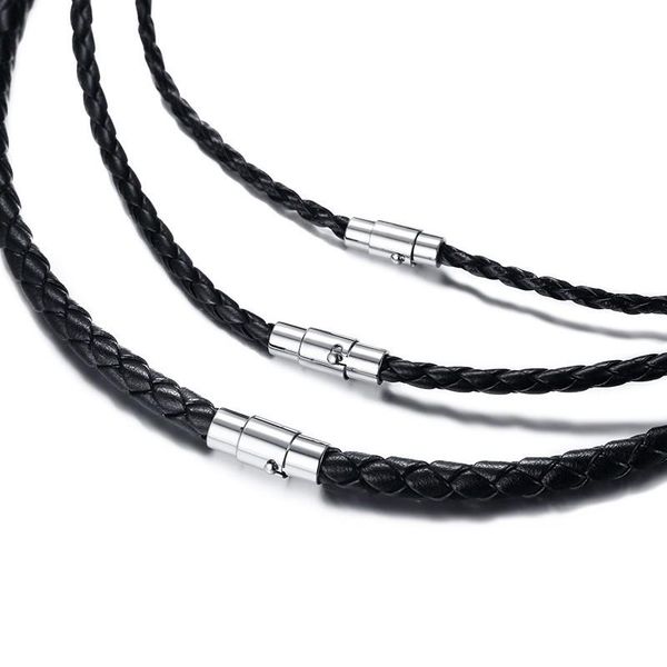 braided real leather chain men necklace black color male handmade chocker silver tone stainless steel clasp 3/5/6mm 8.7" length
braided real leather chain men necklace black color male handmade chocker silver tone stainless steel clasp 3/5/6mm 8.7" length