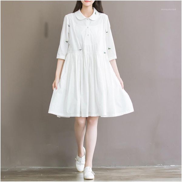 wholesale- summer dress short sleeve turn down collar white dress high waist casual women dress plus size women clothing mori girl1, White;black
wholesale- summer dress short sleeve turn down collar white dress high waist casual women dress plus size women clothing mori girl1, White;black