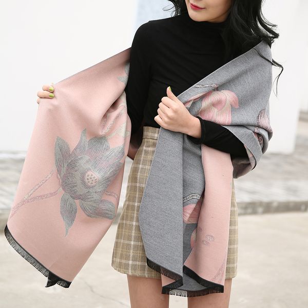 scarf women's double-sided shawl in autumn and winter with imitation cashmere wool dual-purpose thickened warm cape, Blue;gray
scarf women's double-sided shawl in autumn and winter with imitation cashmere wool dual-purpose thickened warm cape, Blue;gray