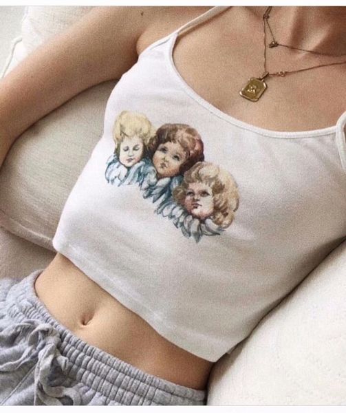 angel pattern sleeveless white crop women vintage bralette female camis summer solid casual tank feminino camisole
angel pattern sleeveless white crop women vintage bralette female camis summer solid casual tank feminino camisole