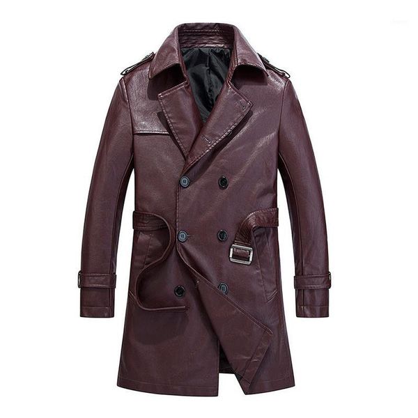 new men's leather coat washed faux leather long trench coat double breasted slim pu overcoats with belt1, Black
new men's leather coat washed faux leather long trench coat double breasted slim pu overcoats with belt1, Black