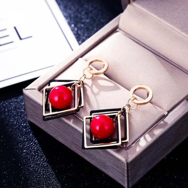 925 silver needle metal geometric red pearl earrings womens european and american fashion popular earrings cold wind net red earrings, Golden
925 silver needle metal geometric red pearl earrings womens european and american fashion popular earrings cold wind net red earrings, Golden