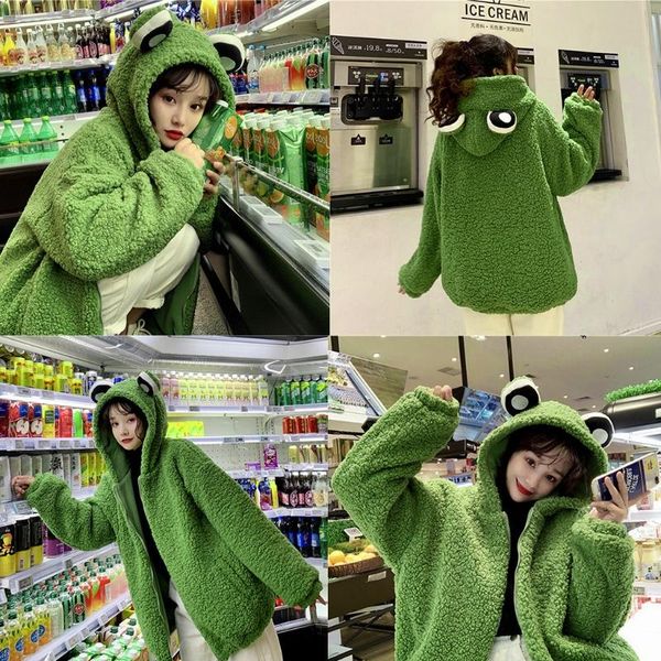 women's jackets 2021 women cute eyes zip up hoodie jacket fuzzy plush warm oversized loose coat, Black;brown
women's jackets 2021 women cute eyes zip up hoodie jacket fuzzy plush warm oversized loose coat, Black;brown