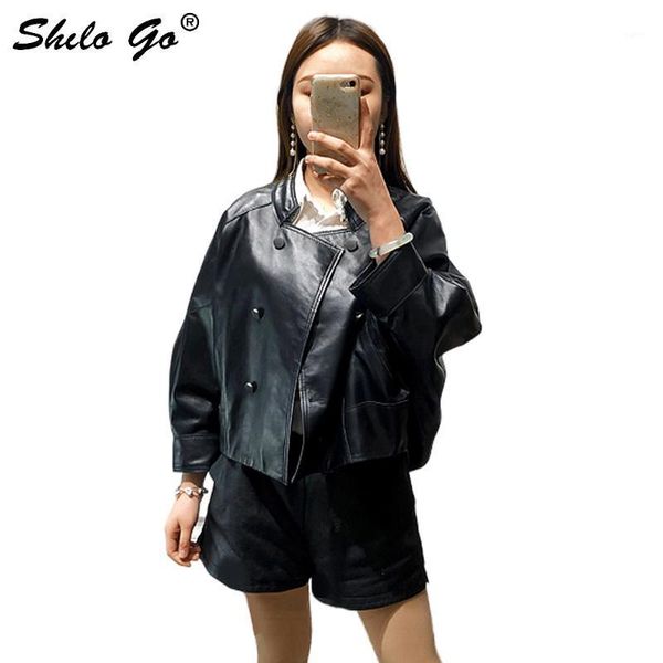 casual leather jacket women spring stand collar batwing sleeve sheepskin genuine leather coat double breasted loose female coat1, Black;brown
casual leather jacket women spring stand collar batwing sleeve sheepskin genuine leather coat double breasted loose female coat1, Black;brown