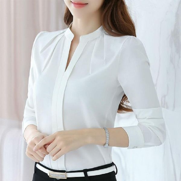 women v-neck tee long sleeve casual chiffon blouse female work wear solid color spring autumn white office shirts
women v-neck tee long sleeve casual chiffon blouse female work wear solid color spring autumn white office shirts