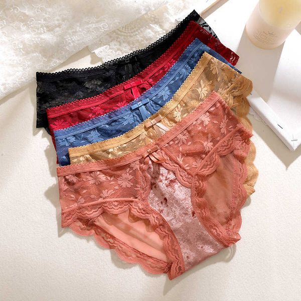 wxw514 wind bud veet cotton crotch triangle women's underwear, Black;pink
