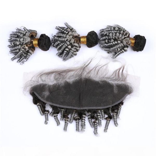#1b grey ombre virgin malaysian funmi human hair 3bundles with frontal sprial curly silver grey ombre 13x4 lace frontal closure with weaves, Black;brown
#1b grey ombre virgin malaysian funmi human hair 3bundles with frontal sprial curly silver grey ombre 13x4 lace frontal closure with weaves, Black;brown