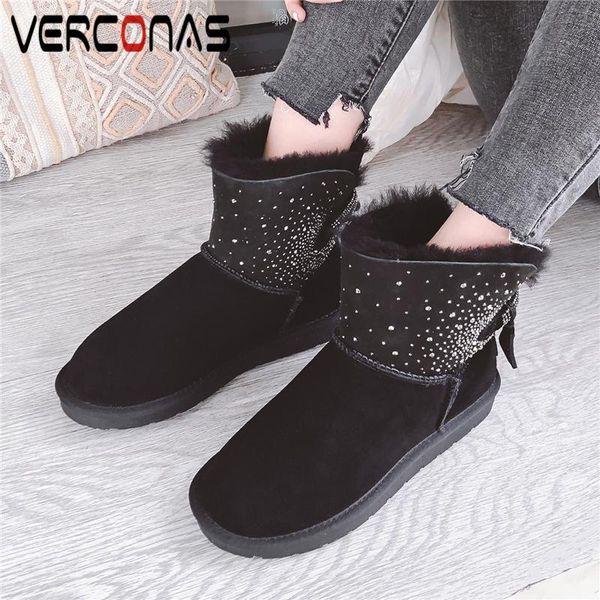 verconas autumn winter warm ankle boots for women new rhinestone cow suede snow boots flat with shoes woman concise casual, Black
verconas autumn winter warm ankle boots for women new rhinestone cow suede snow boots flat with shoes woman concise casual, Black