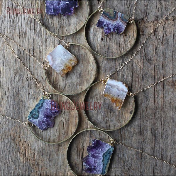 boho gold dipped citrines amethysts slice stalactite pendant necklace big brass hoop necklace long necklace nm18493 0927, Silver
boho gold dipped citrines amethysts slice stalactite pendant necklace big brass hoop necklace long necklace nm18493 0927, Silver