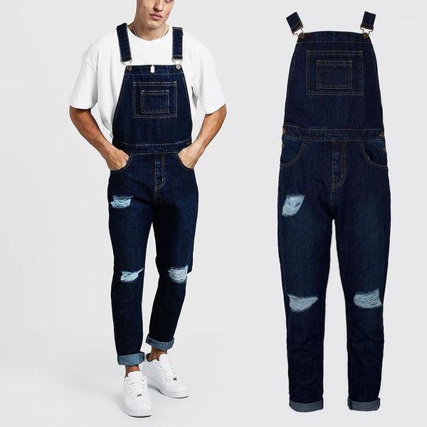 denim bib overall jumpsuits casual straight loose jeans 2021 new men's fashion holes distressed slim fit stretch jeans y1, Blue 
denim bib overall jumpsuits casual straight loose jeans 2021 new men's fashion holes distressed slim fit stretch jeans y1, Blue