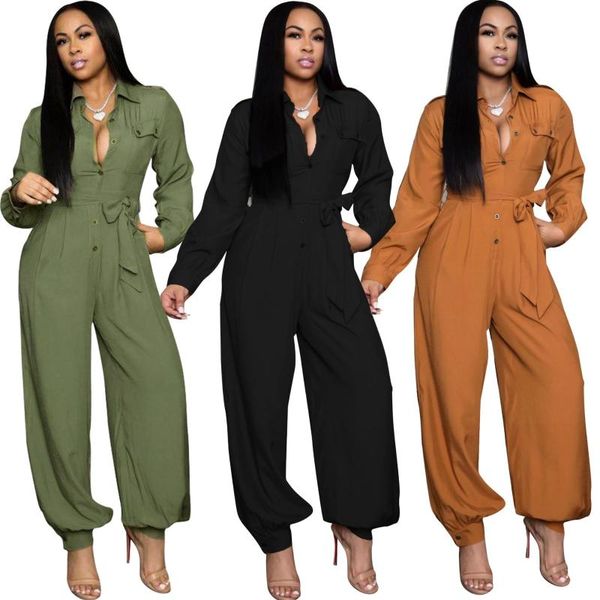 autumn winter women's jumpsuit long sleeve button up with sashes streetwear club one piece turn neck overall rompers outfit, Black;white
autumn winter women's jumpsuit long sleeve button up with sashes streetwear club one piece turn neck overall rompers outfit, Black;white
