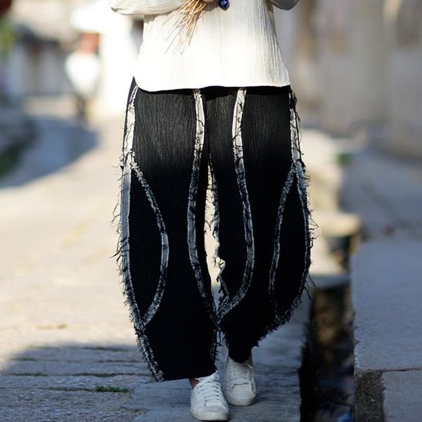 scuwlinen 2020 spring winter women trouser casual personality unique design elastic waist loose thick streetwear harem pant s670, Black;white
scuwlinen 2020 spring winter women trouser casual personality unique design elastic waist loose thick streetwear harem pant s670, Black;white