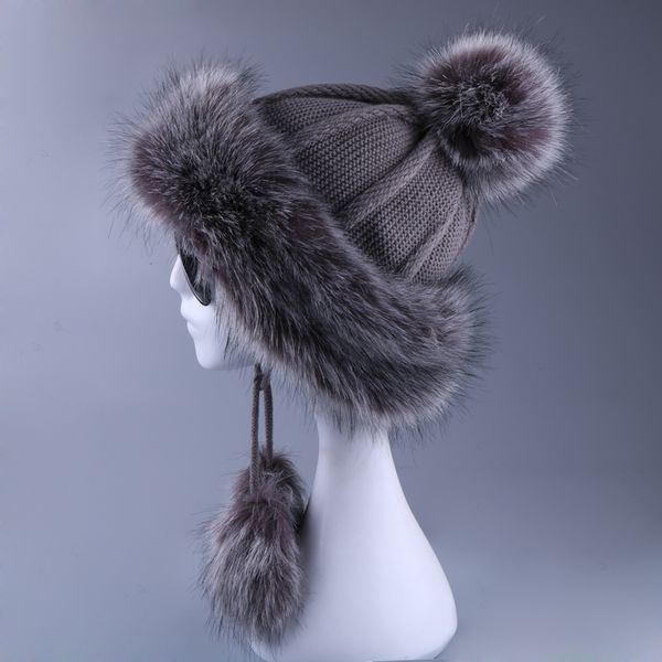 women ushanka faux fox fur pompom winter russain cossack outdoor earflap wool knitted snow ski cap fleece bomber trapper hat 201013, Blue;gray
women ushanka faux fox fur pompom winter russain cossack outdoor earflap wool knitted snow ski cap fleece bomber trapper hat 201013, Blue;gray