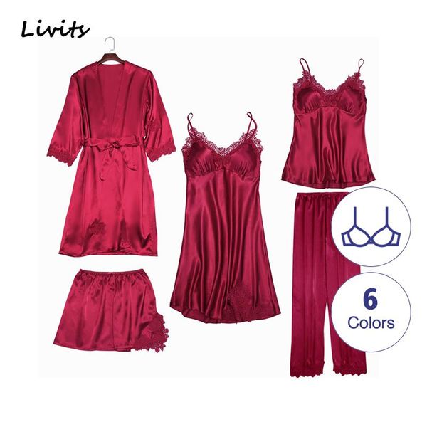 women's robe gown sets built-in bra satin silk pajamas pyjamas sleepwear nightwear loungewear lace for female, Black;red
women's robe gown sets built-in bra satin silk pajamas pyjamas sleepwear nightwear loungewear lace for female, Black;red
