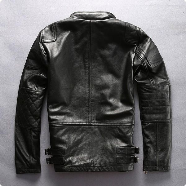 2020 new stand collar pockets mens slim fit cow genuine leather short jackets motorcycle coat for male plus size campera hombre1, Black
2020 new stand collar pockets mens slim fit cow genuine leather short jackets motorcycle coat for male plus size campera hombre1, Black