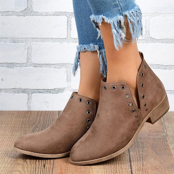 women ankle boots chunky casual shoes ladies pointed toe seude slip on fashion shoe plus size footwear 2020 new female, Black
women ankle boots chunky casual shoes ladies pointed toe seude slip on fashion shoe plus size footwear 2020 new female, Black