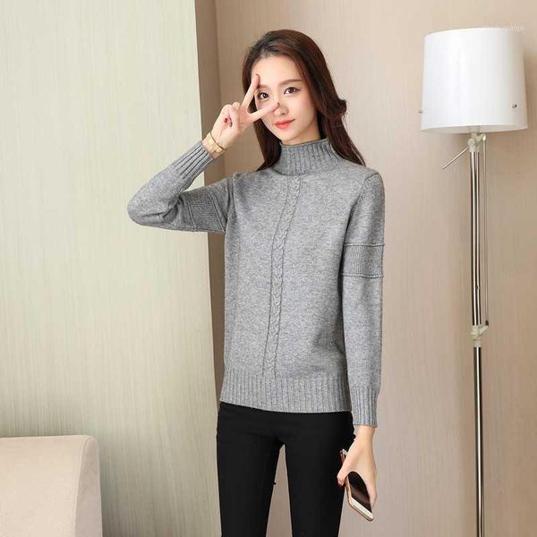 women half turtleneck knitting sweater autumn winter casual long sleeve pullovers 2020 korean fashion solid color loose 3xl1, White;black
women half turtleneck knitting sweater autumn winter casual long sleeve pullovers 2020 korean fashion solid color loose 3xl1, White;black
