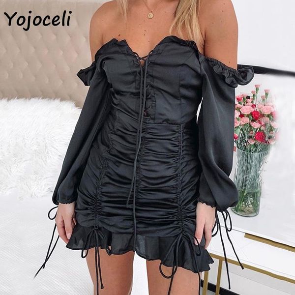 casual dresses yojoceli 2021 off shoulder bandage ruffle dress women long sleeve bow mini bodycon party club female vestidos1, Black;gray
casual dresses yojoceli 2021 off shoulder bandage ruffle dress women long sleeve bow mini bodycon party club female vestidos1, Black;gray
