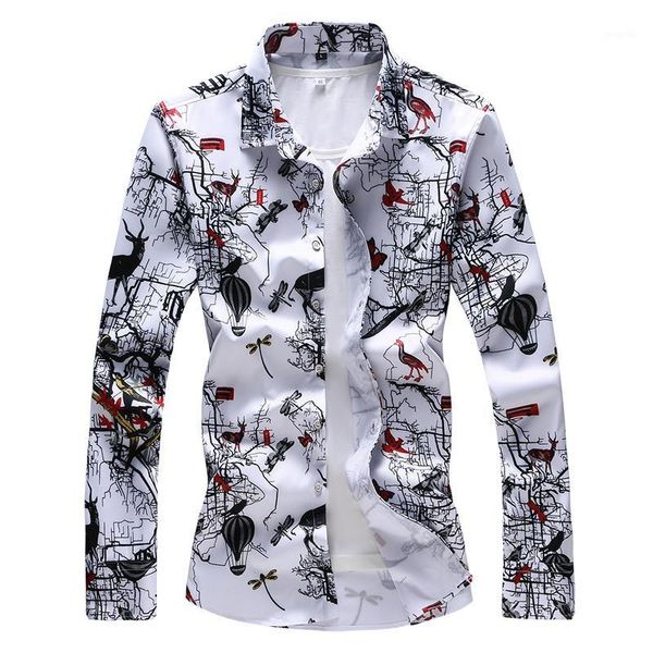 2018 plus size fashion printed long-sleeved floral shirt men print shirt1, White;black
2018 plus size fashion printed long-sleeved floral shirt men print shirt1, White;black