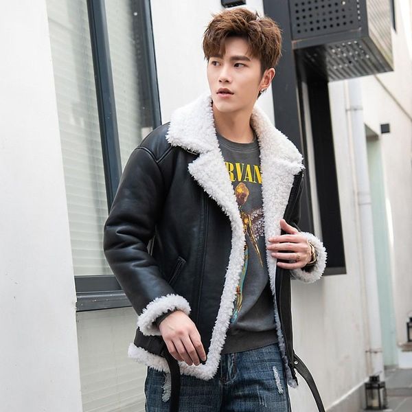 men's leather & faux luxury men motorcycle short genuine jacket winter thick warm wool outerwear plus size 5xl fashion loose shearling, Black
men's leather & faux luxury men motorcycle short genuine jacket winter thick warm wool outerwear plus size 5xl fashion loose shearling, Black